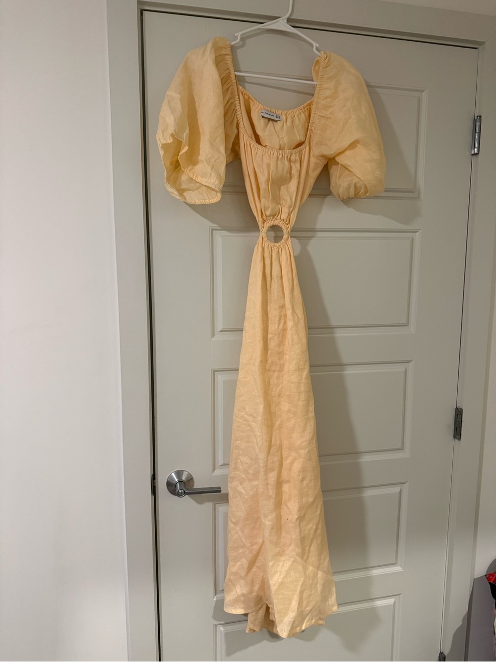 Faithfull the Brand Puff Sleeve Maxi Dress in Peach/Pale Orange